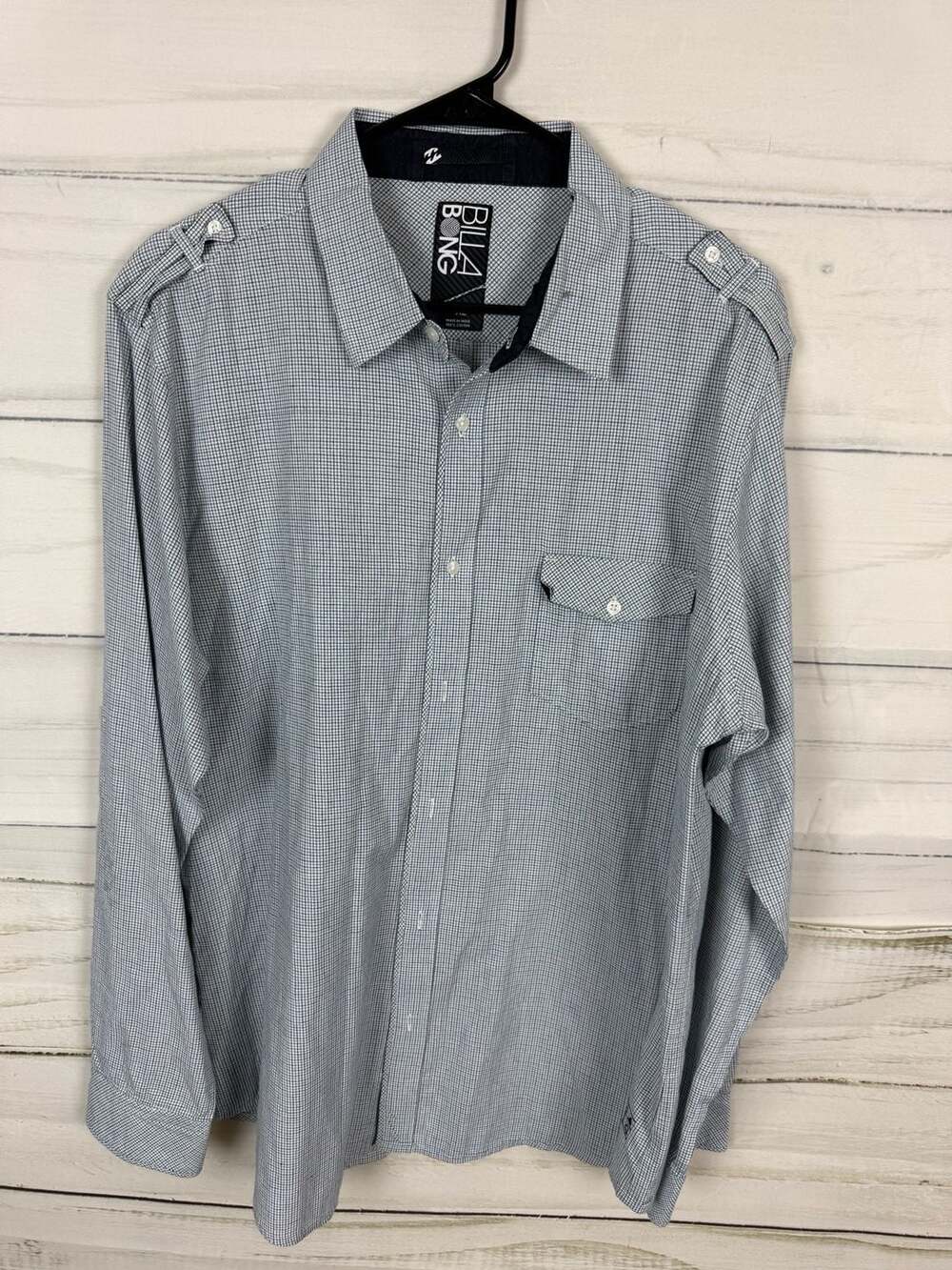 Billabong Men's Long Sleeve Button-Up Shirt with Shoulder Epaulets, Size XL